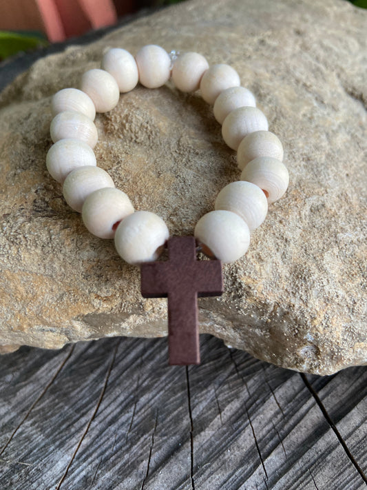 Wooden Cross Bracelet